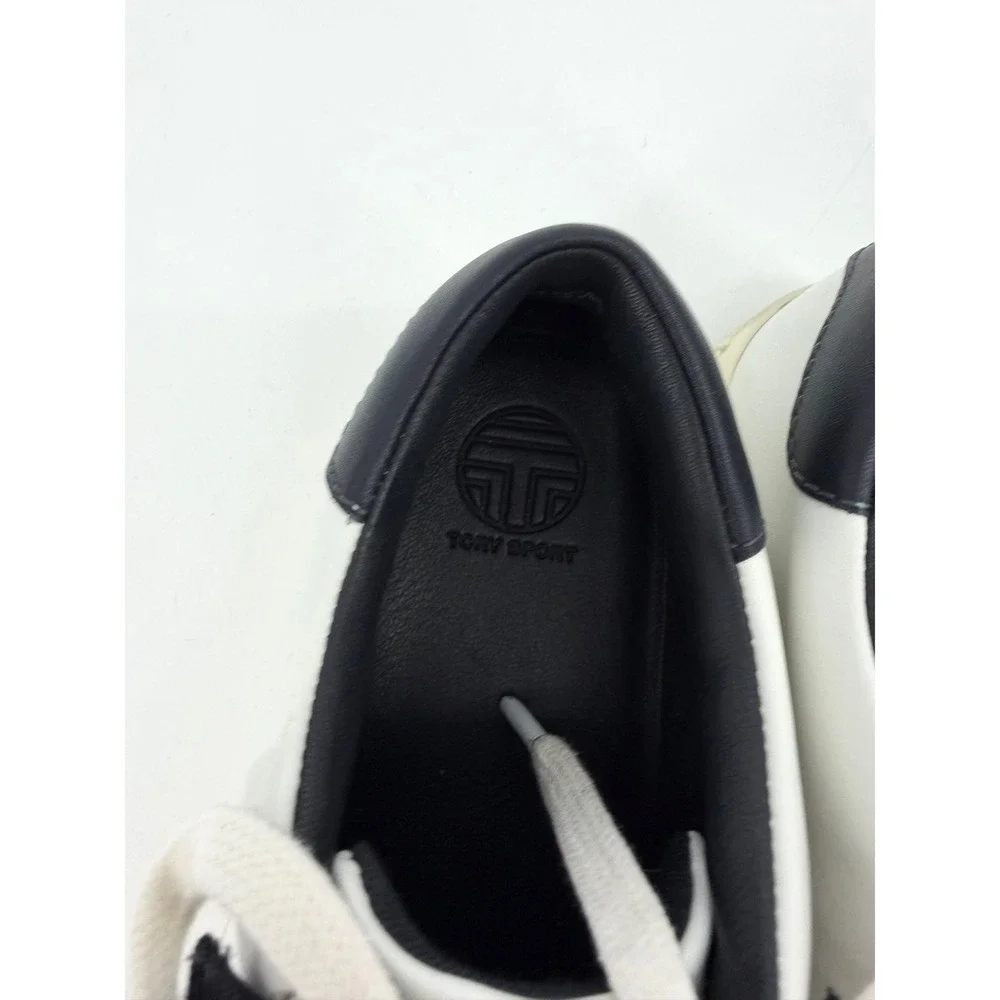 Tory Sport Ruffle Sneaker Womens 7M White Navy Leather Low Top Tennis Shoe